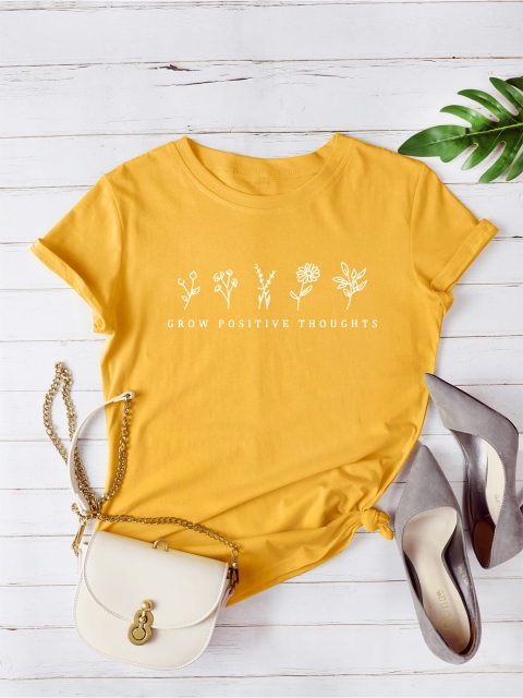 

URBANIC Women Yellow Typography Raw Edge T-shirt