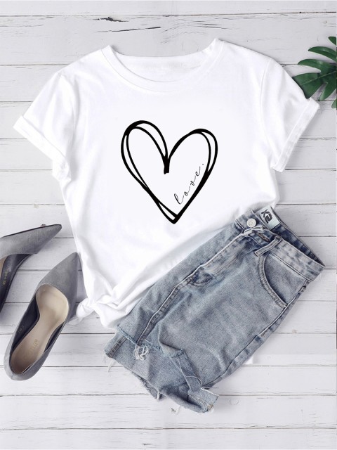 

URBANIC Women White Printed V-Neck Raw Edge T-shirt