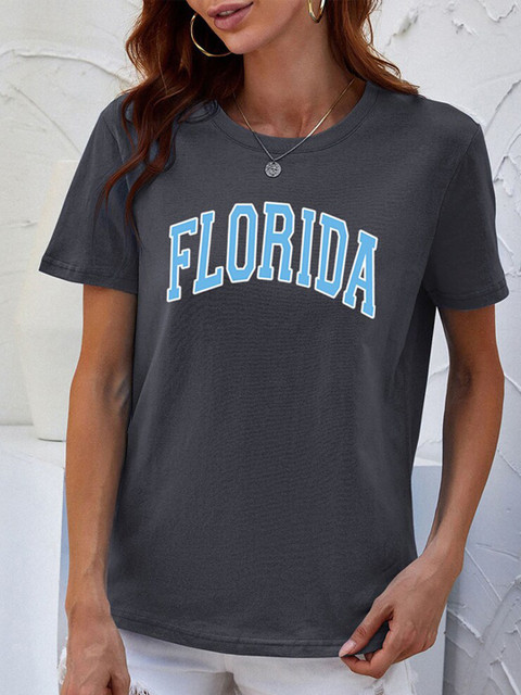 

URBANIC Women Grey Typography Printed T-shirt