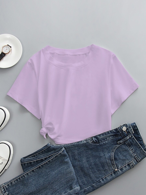 

URBANIC Women Purple V-Neck Extended Sleeves T-shirt