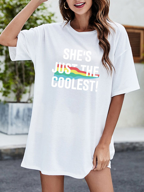 

URBANIC Women White Typography Printed T-shirt