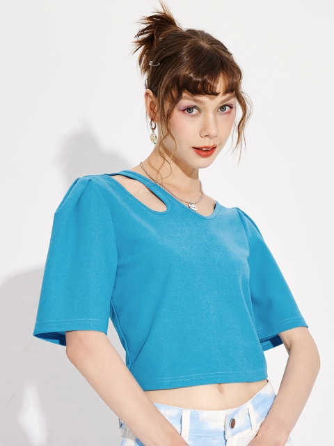 

URBANIC Women Blue V-Neck T-shirt