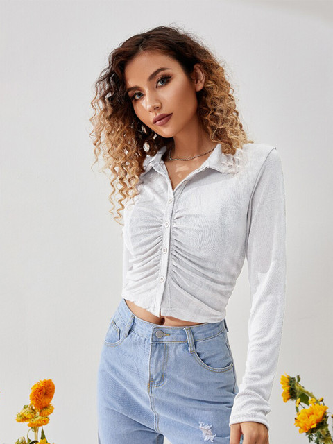 

URBANIC Women White V-Neck T-shirt