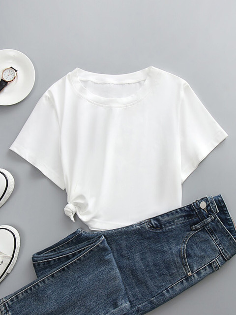 

URBANIC Women White V-Neck T-shirt