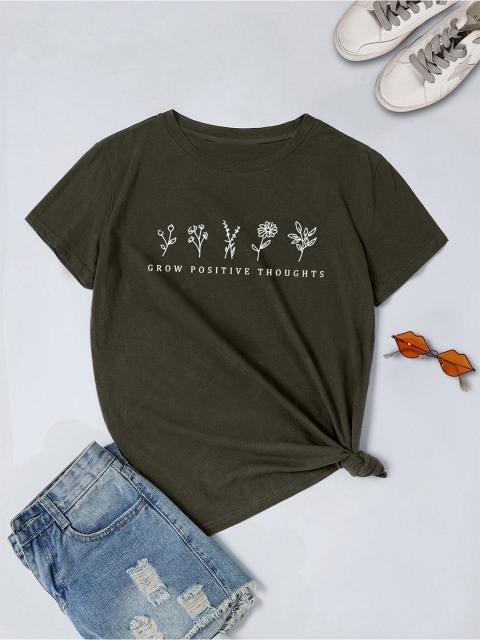 

URBANIC Women Grey Printed Applique T-shirt