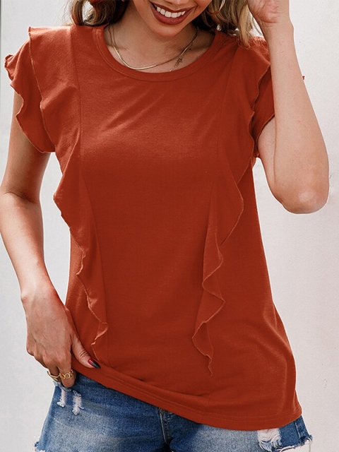 

URBANIC Women Red Polo Collar Extended Sleeves T-shirt