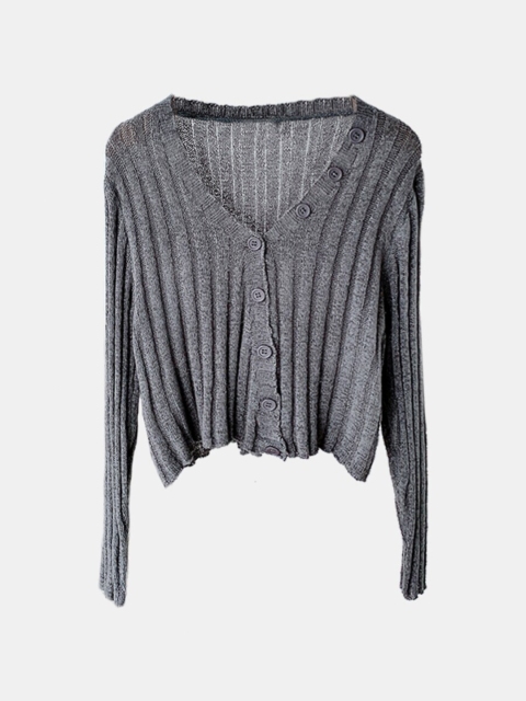 

URBANIC Women Grey Striped V-Neck T-shirt