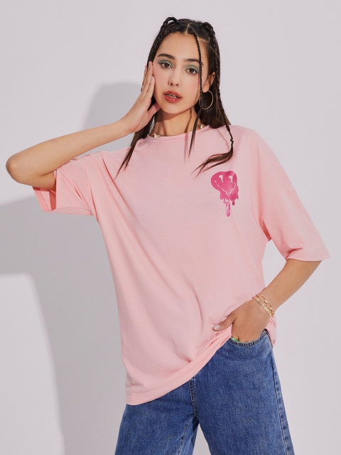 

URBANIC Women Pink Typography T-shirt