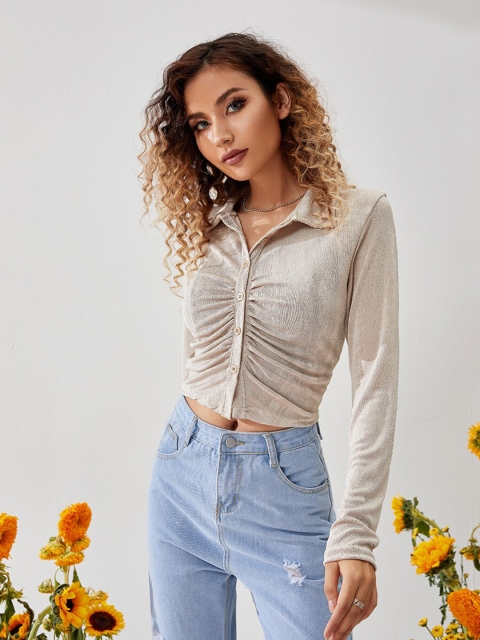 

URBANIC Women Khaki T-shirt