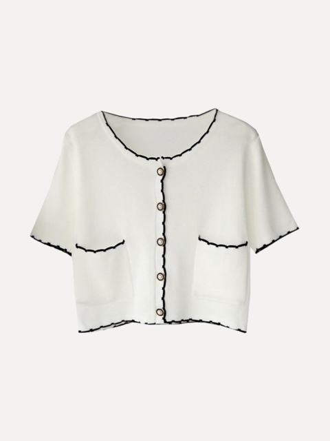 

URBANIC Women White Henley Neck Extended Sleeves Raw Edge T-shirt