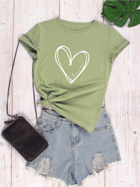 

URBANIC Women Green Typography Printed Raw Edge T-shirt
