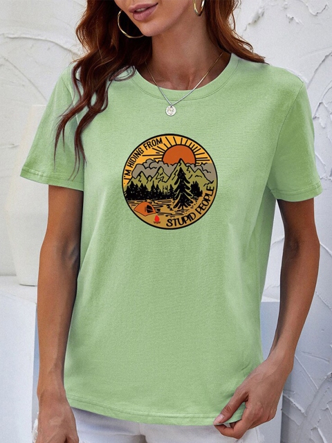 

URBANIC Women Green V-Neck T-shirt