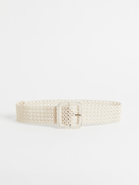 

H&M Women White Braided Waist Belt, Off white