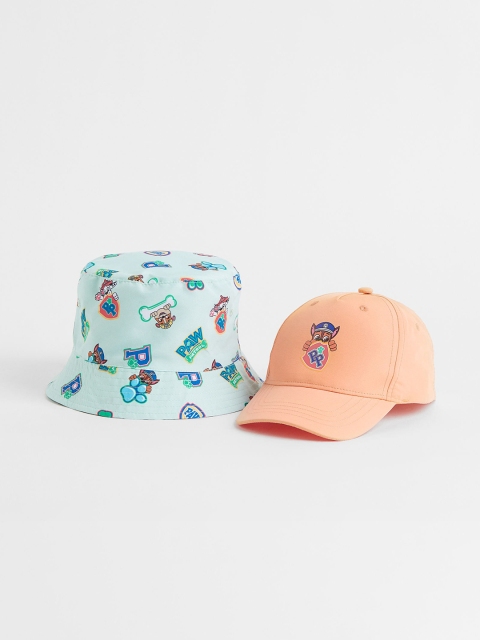 

H&M Boys Pack of 2 Printed Bucket Hat & Cap, Blue