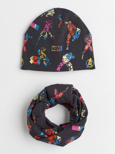 

H&M Boys Pack of 2 Black Scarf & Hat