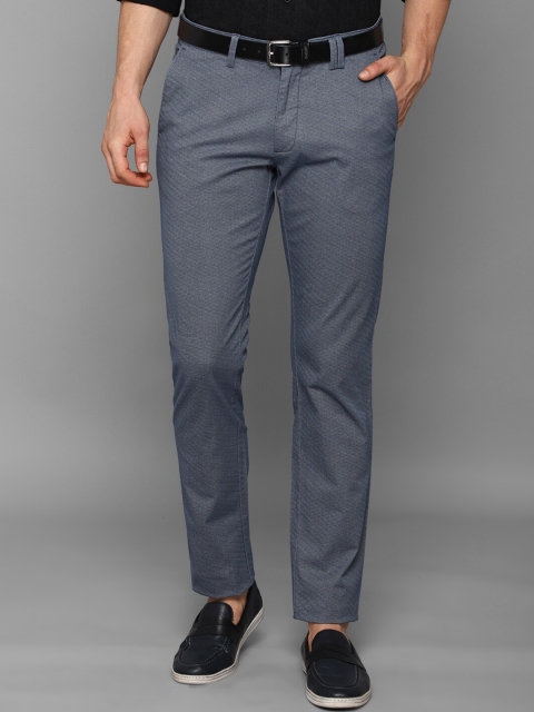 

Allen Solly Men Navy Blue Textured Slim Fit Trousers
