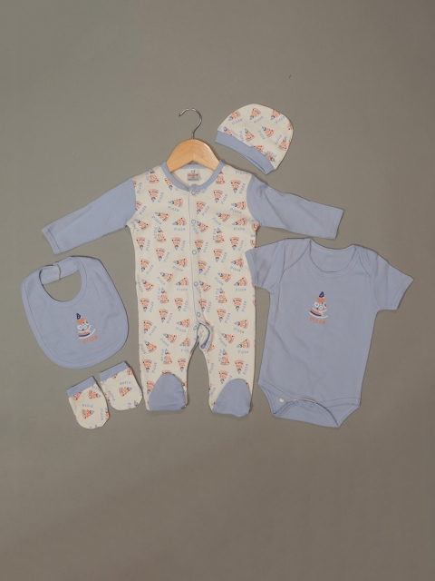 

Mumkins Infants Printed Pure Cotton Baby Apparel Gift Set, Blue