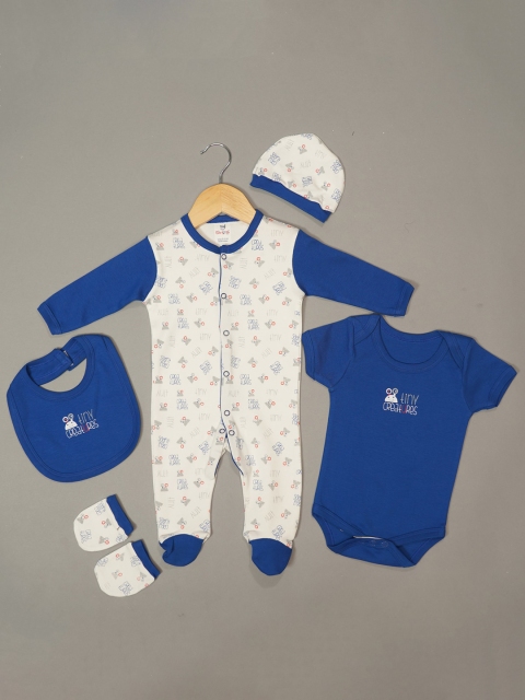 

Mumkins Infants 5-Pcs Pure Cotton Baby Apparel Gift Set, Blue