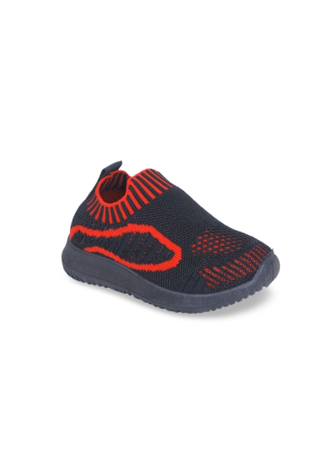 

Hopscotch Unisex Kids Black Printed Leather Slip-On Sneakers
