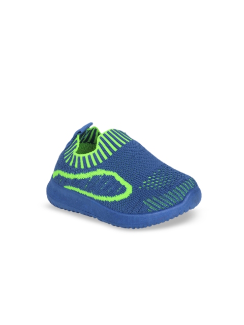 

Hopscotch Unisex Kids Blue Woven Design Leather Slip-On Sneakers
