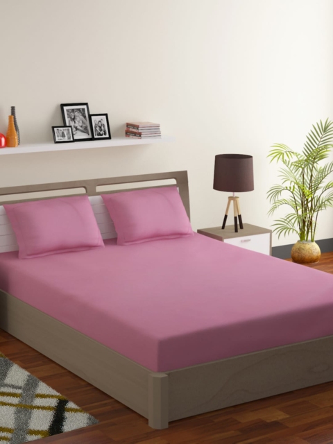 

MODEFE Pink 180 TC Queen Bedsheet with 2 Pillow Covers