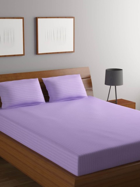 

MODEFE Purple Striped 180 TC Queen Bedsheet with 2 Pillow Covers