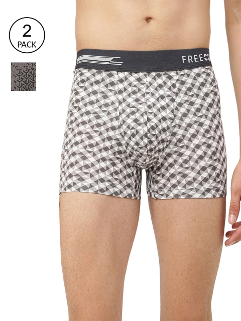 

FREECULTR Men Pack of 2 Printed Anti-Bacterial Trunks- FC-PT-T-MWH-CSG-02, White
