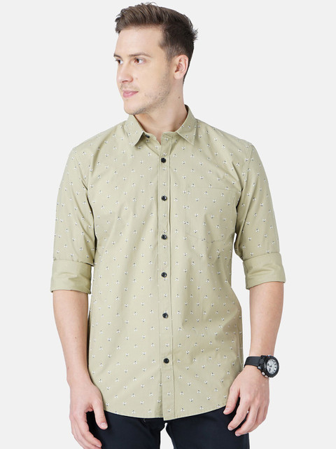 

SORATIA Men Olive Green Slim Fit Casual Shirt