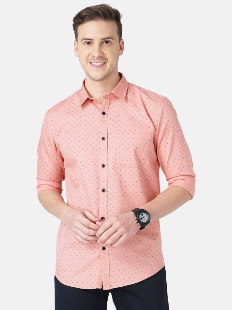 

SORATIA Men Pink Slim Fit Printed Casual Shirt
