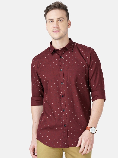 

SORATIA Men Maroon Slim Fit Printed Casual Shirt