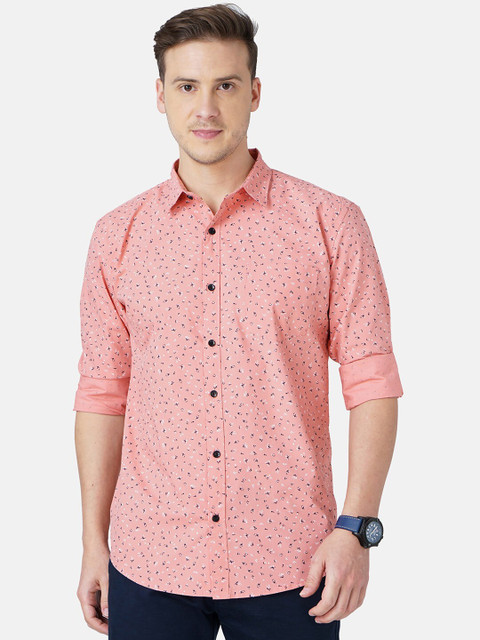 

SORATIA Men Pink Slim Fit Printed Casual Shirt