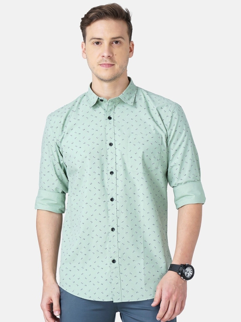 

SORATIA Men Green Slim Fit Printed Casual Shirt