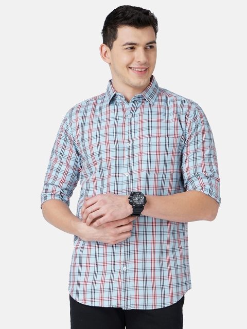 

SORATIA Men Blue Slim Fit Checked Casual Shirt