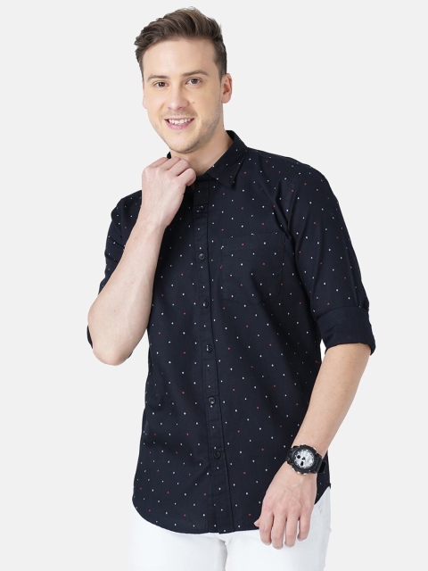 

SORATIA Men Black Slim Fit Printed Casual Shirt
