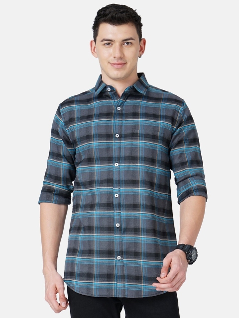 

SORATIA Men Grey Slim Fit Buffalo Checks Checked Casual Shirt