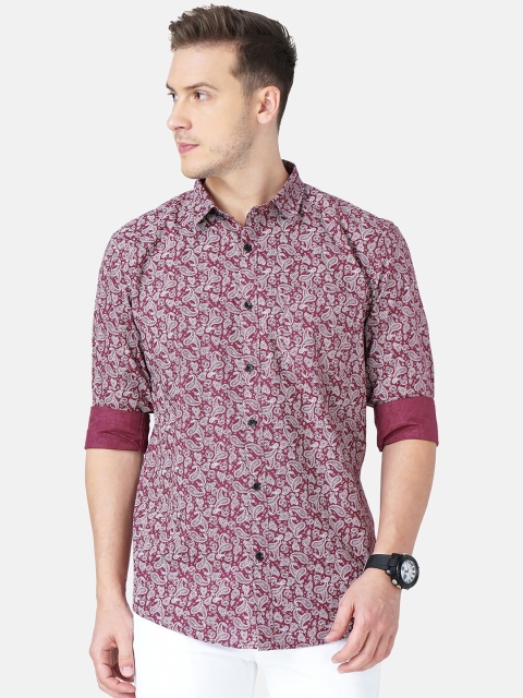 

SORATIA Men Maroon Slim Fit Floral Printed Casual Shirt