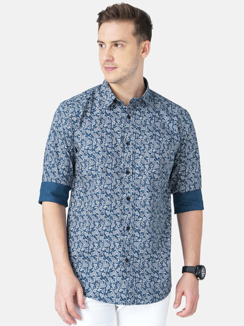 

SORATIA Men Blue Slim Fit Floral Printed Casual Shirt