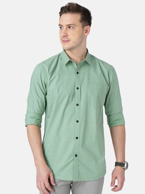 

SORATIA Men Green Slim Fit Printed Casual Shirt