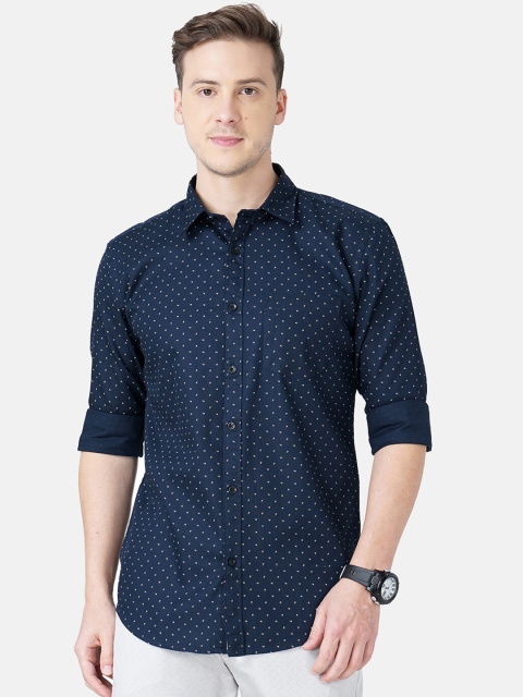 

SORATIA Men Navy Blue Slim Fit Printed Casual Shirt