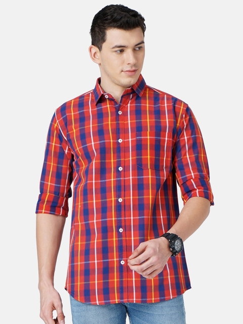 

SORATIA Men Red Slim Fit Tartan Checks Checked Casual Shirt