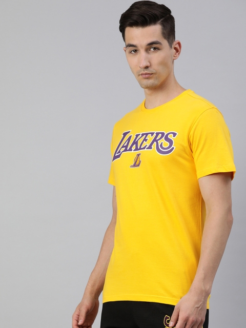 

NBA Men Mustard Yellow Los Angeles Lakers Printed Basketball T-shirt