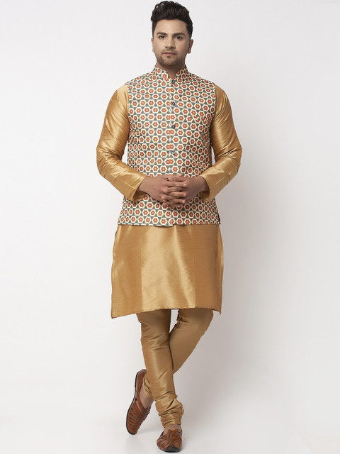 

Benstoke Men Copper-Toned Kurta with Churidar