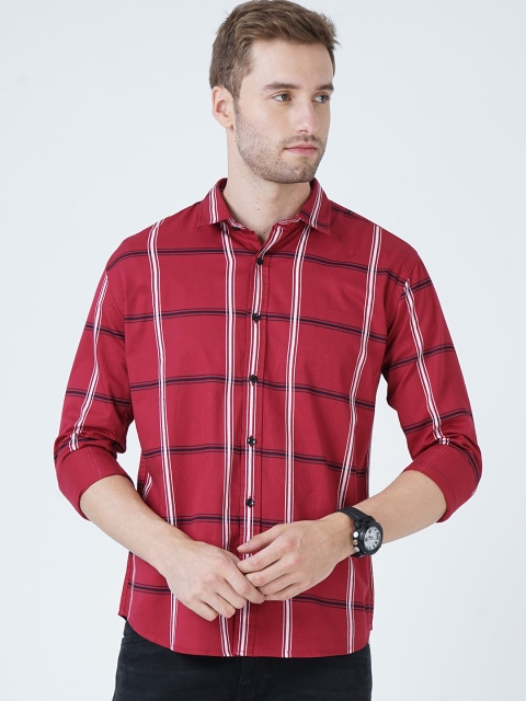 

SORATIA Men Maroon Checked Slim Fit Casual Shirt