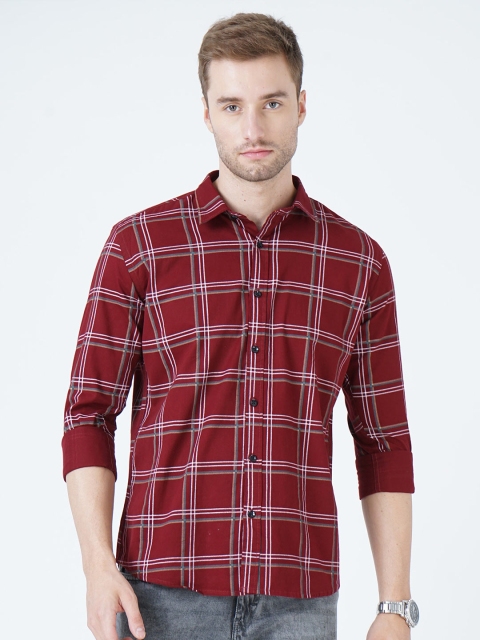 

SORATIA Men Red Slim Fit Tartan Checks Checked Casual Shirt