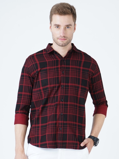 

SORATIA Men Red Slim Fit Tartan Checks Checked Casual Shirt