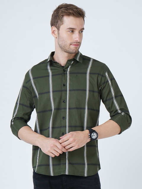 

SORATIA Men Green Slim Fit Tartan Checks Checked Casual Shirt