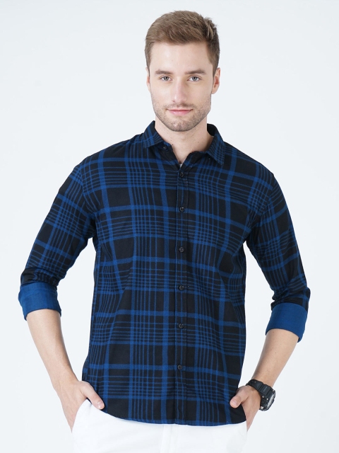 

SORATIA Men Blue Slim Fit Tartan Checks Checked Casual Shirt
