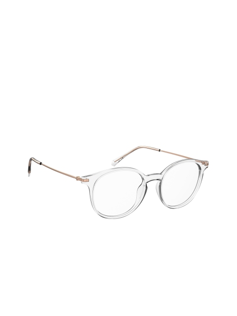 

Polaroid Unisex Clear Lens & White Round Sunglasses, Transparent