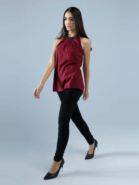 

IDK Maroon Choker Neck Top