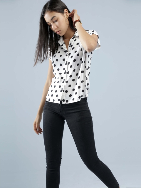 

IDK Women White Print Shirt Style Top